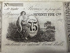 1837 Unissued 75 Cent Obsolete Script Note-Valentines of New York Coty