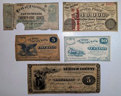 Four Different Northern Civil War Fractional Notes & Lottery Ticket