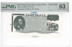 Web Press Test Plate Note PMG Certified 63 Choice Uncirculated