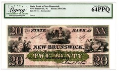 1860s New Brunswick, New Jersey $20 Legacy Very Choice New 64 PPQ.