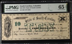 1872 $10 SOUTH CAROLINA Columbia State Banknote Obsolete Currency PMG 65 EPQ