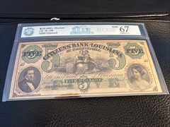 1800’s $5 Citizens’ Bank of Louisiana Obsolete Banknote Shreveport Louisiana