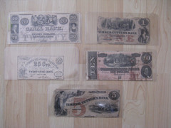 Circa 5 x 1800 Civil War Era Mixed lot of US Banknote