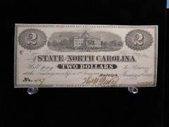 1863 $2.00 note State of North Carolina obsolete currency