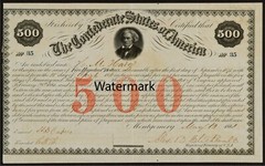 $500 Confederate Bond Obsolete REPRODUCTION 1861 Ball 14 Cr-3 Currency