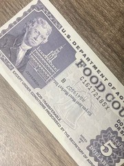 1997 Series B $5 Food Stamp Coupon USDA Circulated Note Jefferson