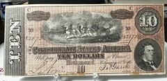 1864 $10 Confederate States T-68 Ten Dollar Note Very NICE