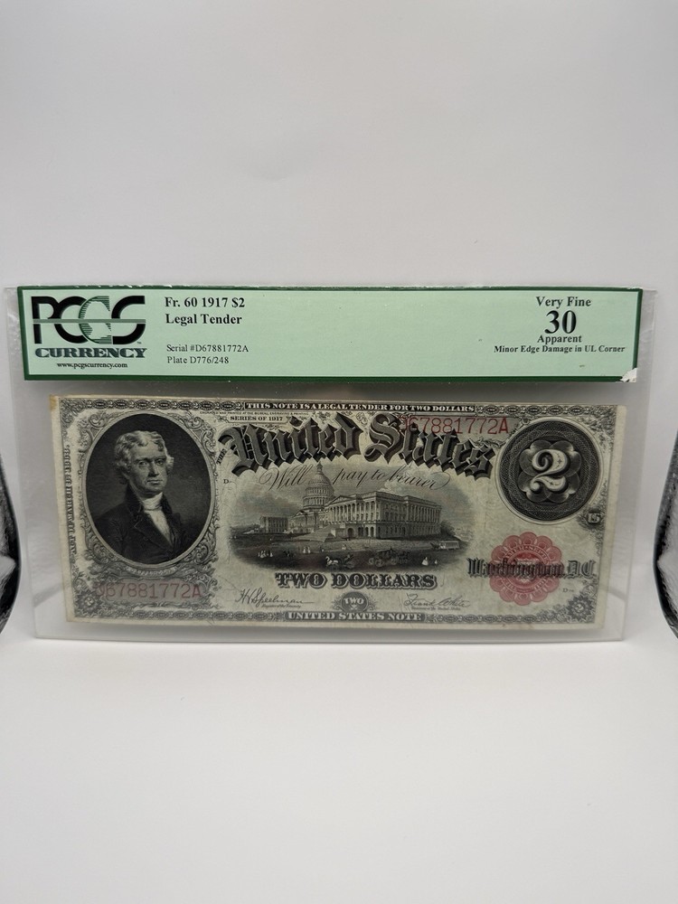 Fr. 60 1917 $2 Legal Tender Very Fine S/N #D67881772A