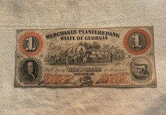 Merchants & Planters Bank Savannah GA $1 Obsolete Note