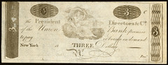 NY $3 NEW YORK CITY The Union Bank 1810s Haxby NY-1946 C38