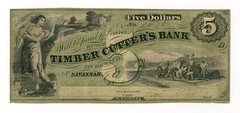1859 $5 The Timber Cutters Bank – Savannah, GEORGIA Note