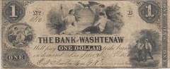 1854 $1.00 Bank of Washtenaw, Ann Arbor, Michigan Bank Note (56183)