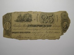 $.25 1837 Bridgeport Connecticut Obsolete Currency Bank Note Bill Incorporated