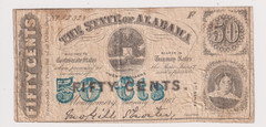 Alabama 1863 50 Cents Note Half Dollar Bill Civil War Currency LARGE 2nd Series!