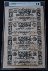 1840s $20 Uncut Sheet New Orleans Canal & Banking Co CH UNC64EPQ PMG 950722-21