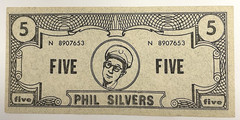 SILVER CERTIFICATE GARDNER MONEY $5 FIVE JUST FOR FUN SCRIP PHIL SILVERS