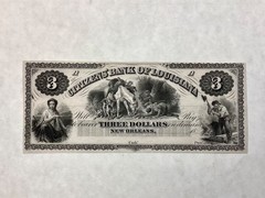 ~1860s $3 Dollars Citizens Bank of Louisiana New Orleans, LA – Choice Unc