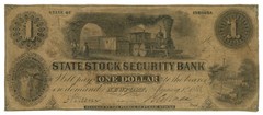 1853 State Stock Security Bank Newport IN $1 Obsolete Note W619-1 R7 (66565)
