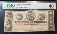 1863 $100 State of Georgia Cr# 6D PMG Extra Fine 40 Net Rattlesnake Note