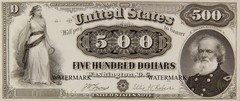 Fr 185m $500 1880 Treasury Note Gen. Joseph King Mansfield Currency Sheet REPRO