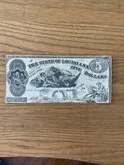 Oct 10, 1862 Baton Rouge State Of Louisiana $5 Dollar Obsolete Banknote 020310