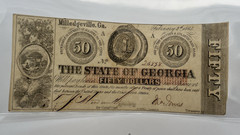 1863 $50 The State of Georgia Milledgeville Ga Obsolete Civil War Era Bank Note