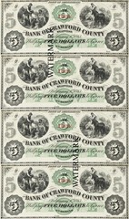 Meadville PA Bank Crawford County $5 Sheet Obsolete Currency Sheet REPRODUCTION