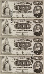 Fr 185m $500 1880 Treasury Note Gen. Joseph King Mansfield Currency Sheet REPRO
