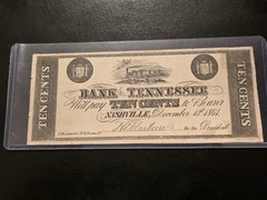 1861 TENNESSEE Bank of Nashville Civil War 10c Obsolete Banknote Currency SHARP