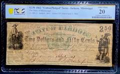 MISSISSIPPI Jackson 1862 $2.5 Civil War MS State Obsolete Banknote Currency PCGS