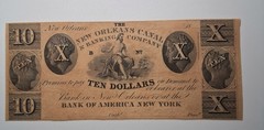 KAPPYS W8275 1850’S BANK OF AMERICA NEW YORK $10 NEW ORLEANS NOTE AU /UNC