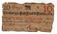 1862 10c The Georgia Rail Road & Banking Co. Ten Cents – Extremely Rare