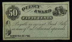 1862 Quincy + Ward 50c Crisp AU