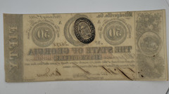 1863 $50 The State of Georgia Milledgeville Ga Obsolete Civil War Era Bank Note