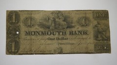 $1 1841 Freehold New Jersey NJ Obsolete Currency Bank Note Bill Monmouth Bank