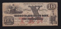 US $10 Rhode Island Union Bank Obsolete Currency Note F-VF Durland #717
