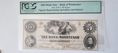 Obsolete Currency Five Dollars 1854 Bank of Washtenaw $5 Ann Arbor Michigan PCGS