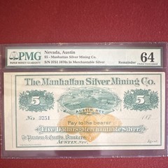 PMG EPQ/PPQ Manhattan Silver Mining Co. Austin NV Remainder Notes Set $1-$20