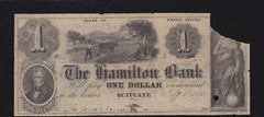 US $1 Rhode Island Hamilton Bank Scituate Obsolete Currency F-VF Counterfeit