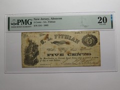 $.05 1863 Absecon New Jersey Obsolete Currency Bank Note Bill -S.L. Fithian PMG