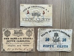 3 Obsolete Currency Notes from Charleston, South Carolina