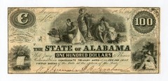 1864 Cr.12 $100 The State of ALABAMA Note – CIVIL WAR Era
