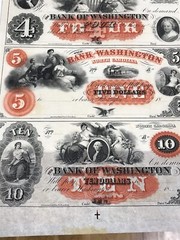 A&O-18-Bank Of Washington,NC Uncut Sheet $3,4,5&$10 Obsolete Currency-ABNCO-RED