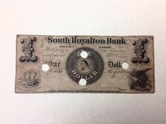 ~ 1857 $1 One Dollar – The South Royalton Bank – South Royalton, Vermont
