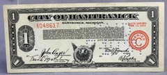 City Of Hamtramck Depression Scrip ~ $1 ~ Series C ~ 1934 ~ Paper Money Currency