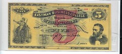 $5 1885 Eastman College Poughkeepsie New York This is unlisted Unc