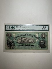International College Bank New York $1 1860s Bryant, Stratton & Co.