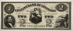1800’s $2 Citizens Bank of LA. Choice Unc.
