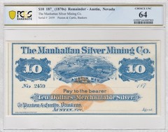 Manhattan Silver Mining Co. Nevada Austin $1, $3, $5, $10, $20. 5 Graded notes.