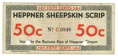 1934 Heppner Sheepskin Scrip, Heppner, Oregon 50c Depression Era Scrip (63614)